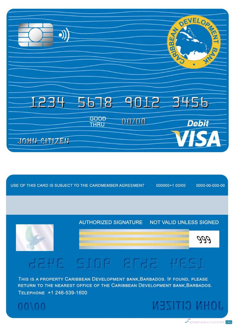 Download Barbados Caribbean Development bank visa card Photoshop template